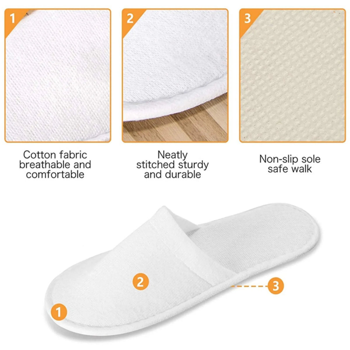 Disposable Plush Spa Slippers – Closed-Toe, 5/10/20 Pairs Disposable Slippers Babs