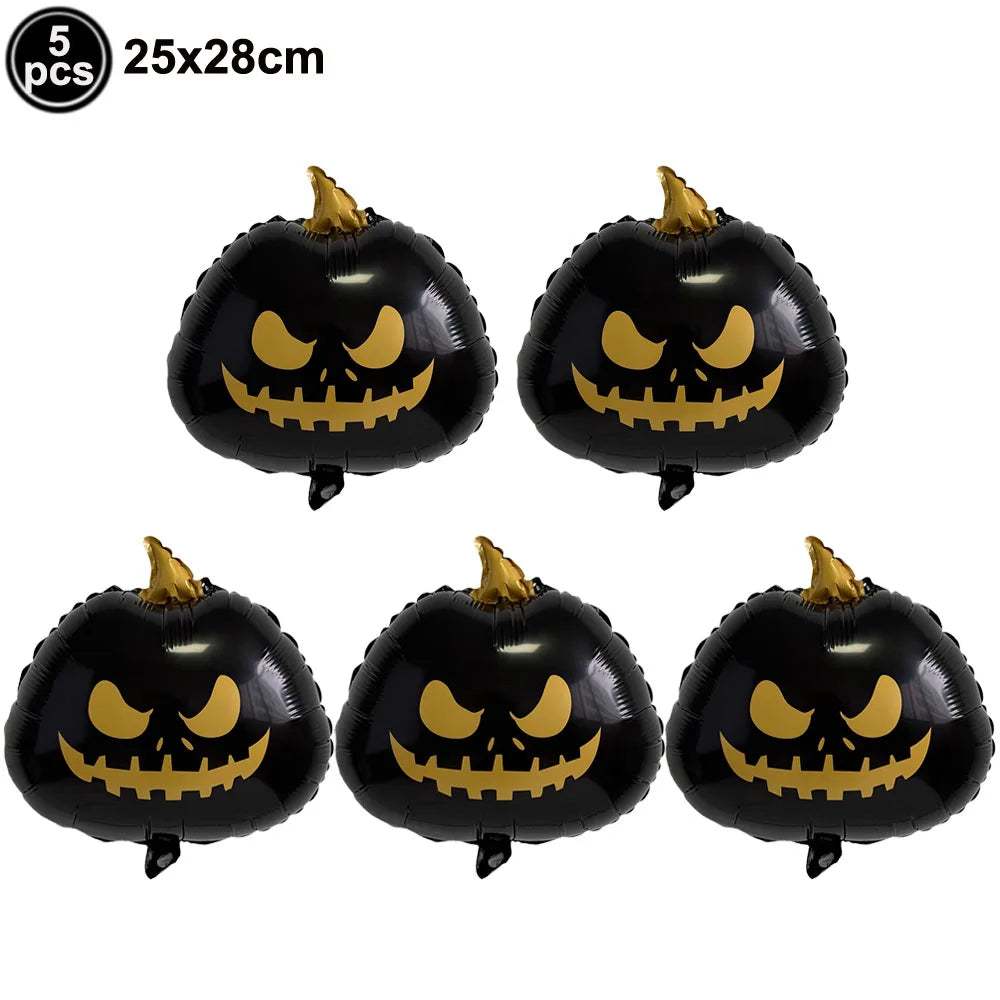 Halloween Foil Balloons Set – Pumpkin Ghost Bat Fringe Curtain Halloween Balloon Set Babs Dark Khaki As pictures show