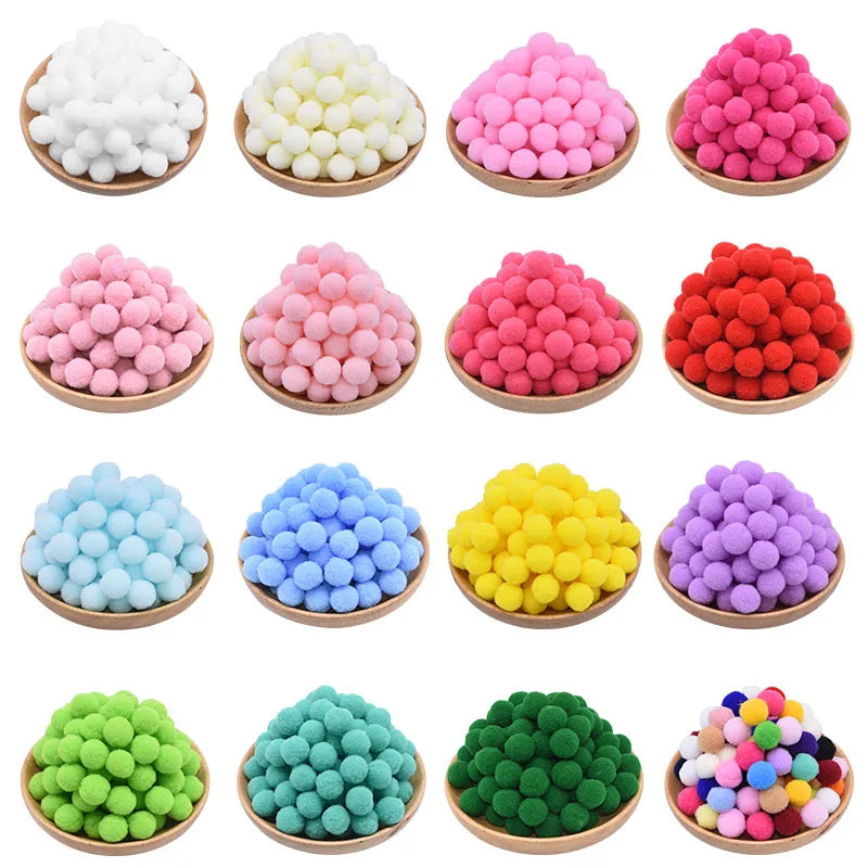 100Pcs Colorful Felt Pom Poms 15–25mm DIY Craft Balls Craft Pom Poms Babs