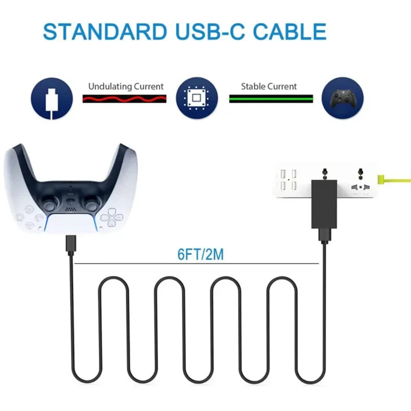 USB-C Charging Cable for PS5 / Xbox / Switch – 1m 2m 3m USB-C Charging Cable Babs
