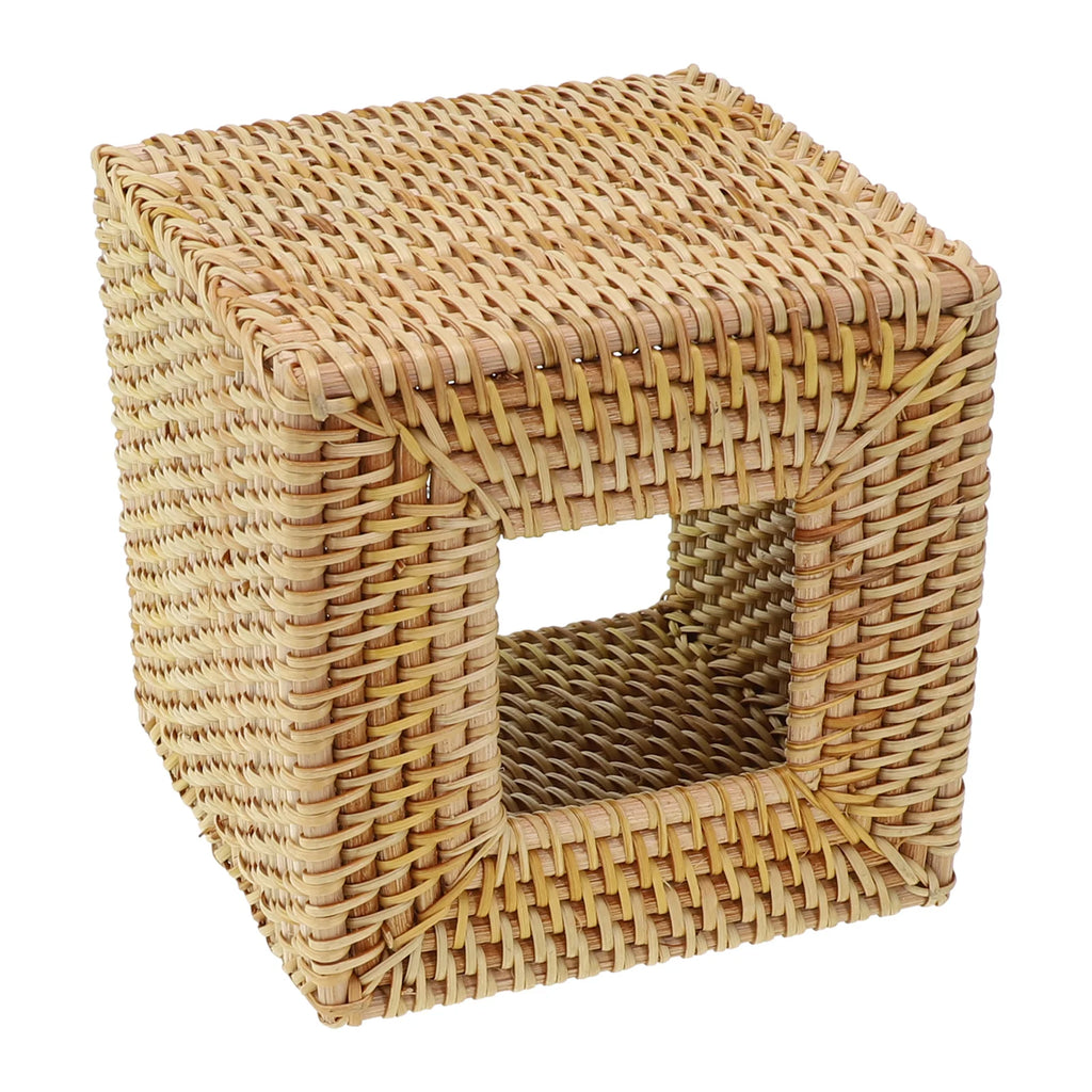 Square Rattan Tissue Box Cover – Hand-Woven Wicker, 5.7 In Rattan Tissue Cover Babs