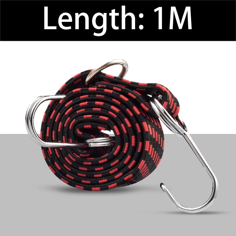 Elastic Bungee Cord Strap with Hooks – Bike & Luggage Tie Down Bungee Cord Strap Babs Black Red 1M