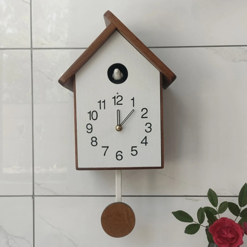 Nordic Wooden Cuckoo Wall Clock – Minimalist 14" Décor Decorative Wall Clock Babs