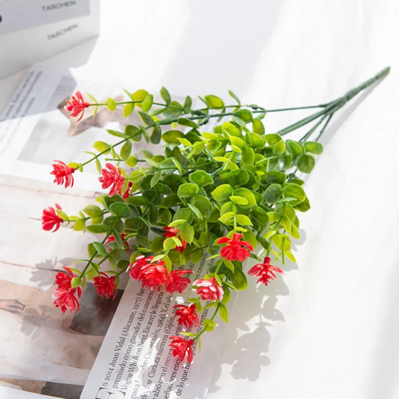 Artificial Eucalyptus Stems Fake Plastic Flowers Home Decor Artificial Flower Stems Babs Red