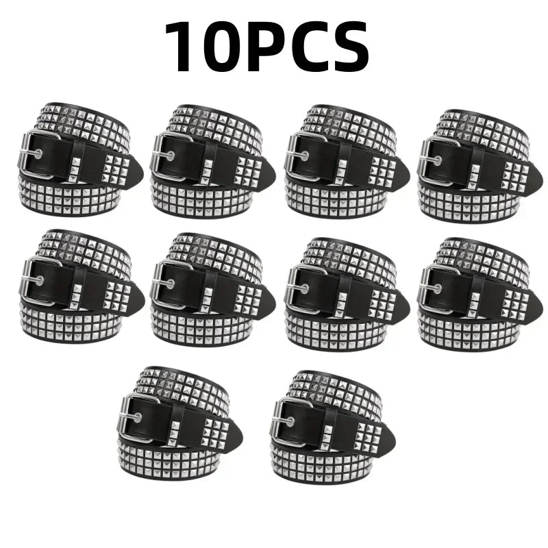 Punk Rivet Belt Metal Pyramid Studs Y2K PU Leather Unisex Punk Rivet Belt Babs 10PCS