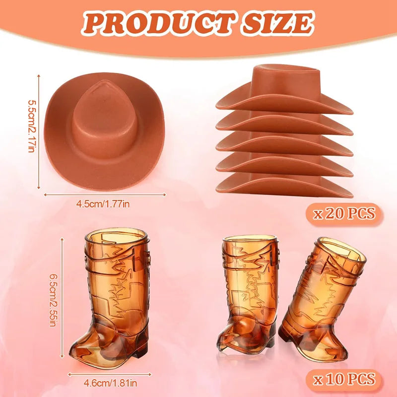 30-Piece Mini Cowboy Boot Cups – Western Bachelorette Party Party Cup Set Babs