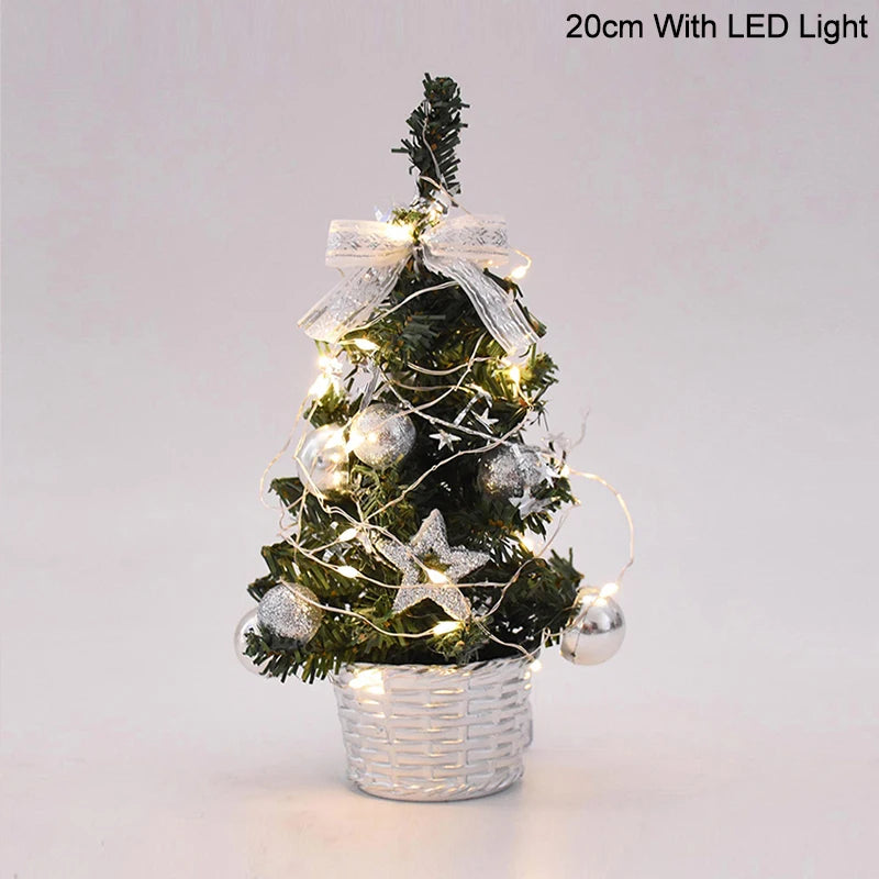 Mini Artificial Christmas Tree with LED Light Balls – Table Decor Tabletop Christmas Tree Babs 20cm silver with LED as picture