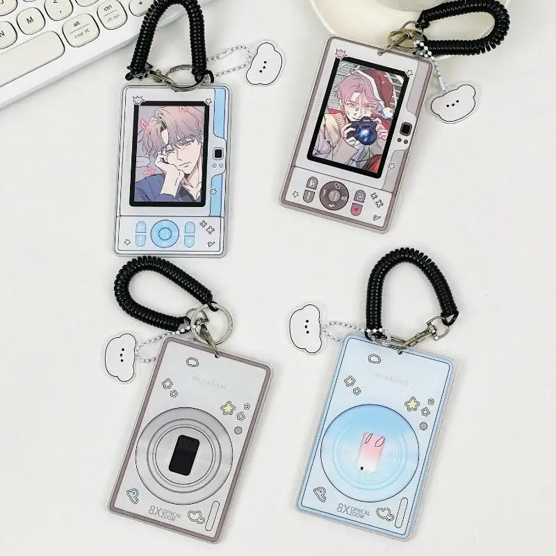 Camera-Shaped Acrylic Photocard Holder with Coil Lanyard Photocard Holder Babs