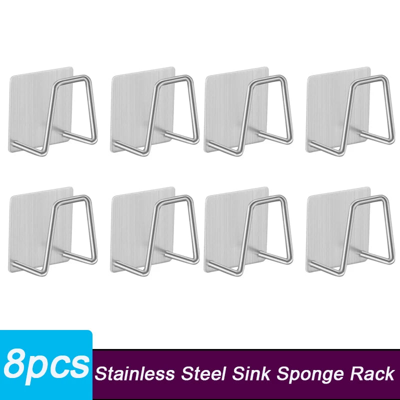 Stainless Steel Sink Sponge Rack & Kitchen Organizer Holder Sink Organizer Rack Babs Sliver-8pcs 4.5x4.5cm 1-tier