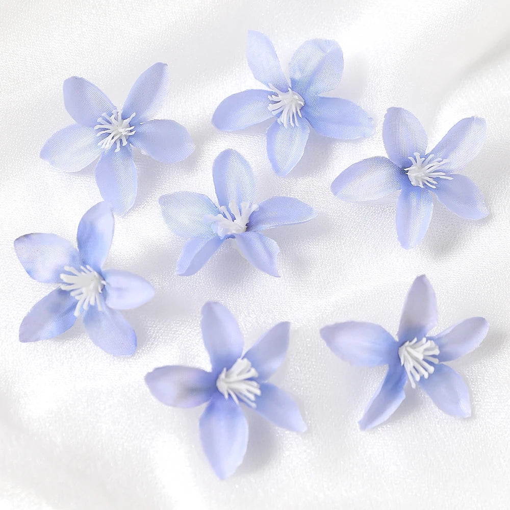 50/100Pcs Silk Artificial Gardenia Flower Heads for DIY Decor Artificial Flower Heads Babs Blue 100Pcs