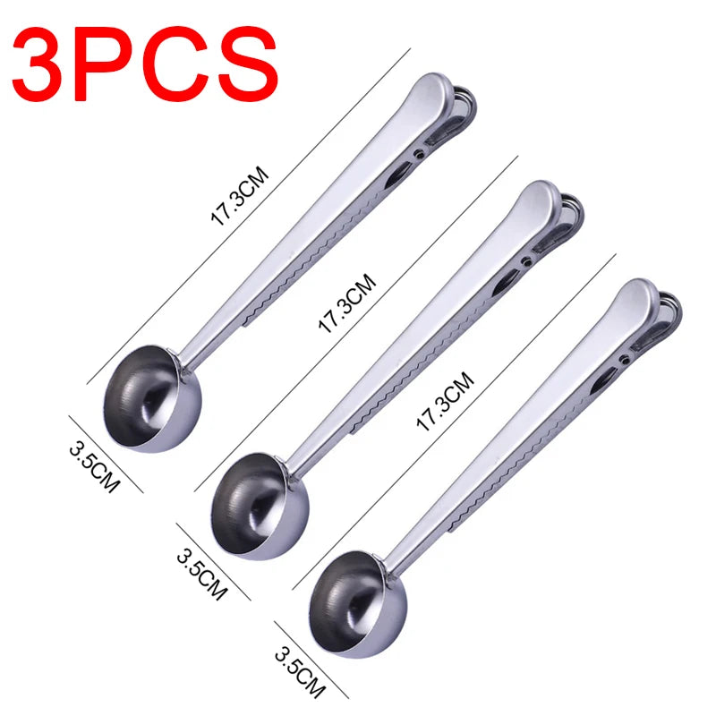 Stainless Steel Coffee Measuring Spoon with Clip | Barista Scoop Coffee Measuring Spoon Babs 3pcs Silvery