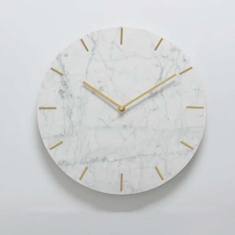 Nordic Large Marble Wall Clock – Silent Quartz, Modern Décor Wall Clock Babs Style C White 12 inch