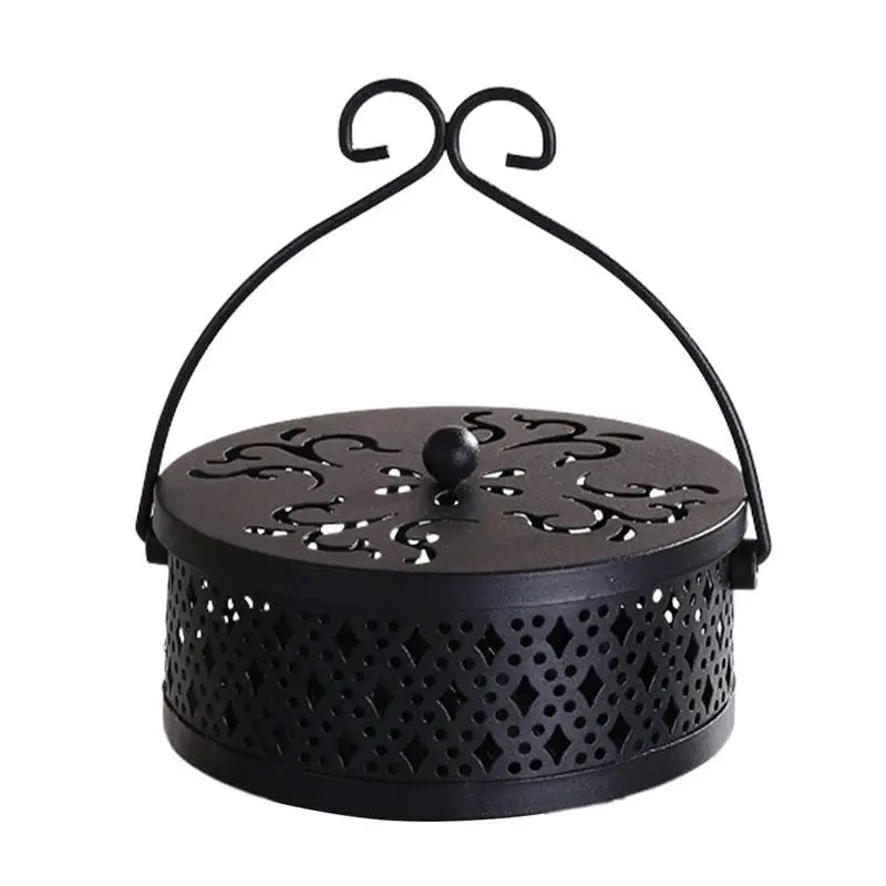 Metal Round Incense Holder & Mosquito Coil Rack | Heat Resistant Incense Coil Holder Babs black