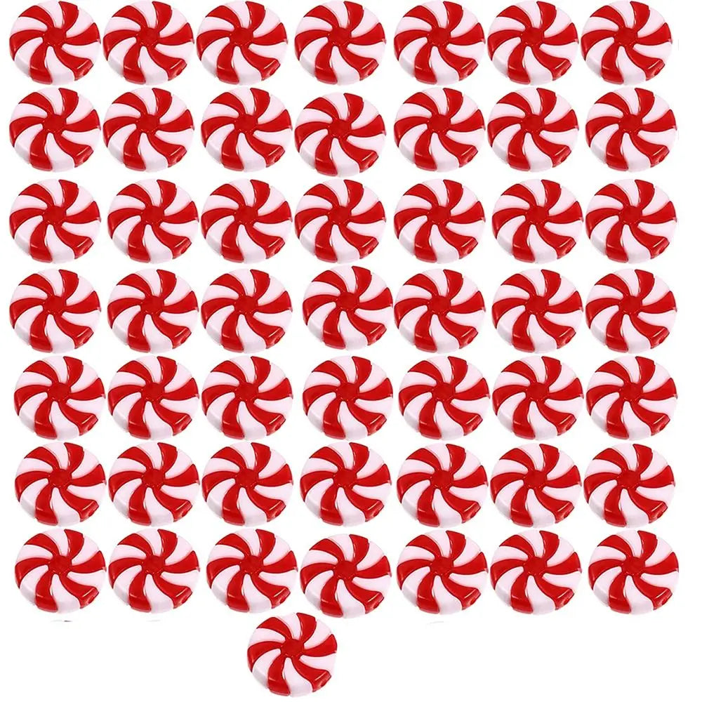 30/50pcs 3D Christmas Candy Ornaments – 4 Color Xmas Tree Pendants Christmas Tree Ornaments Babs red-50pcs 0.98inch