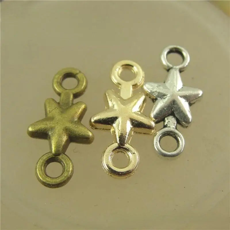 100Pcs Mini Star Connector Charms for DIY Bracelet & Necklace Jewelry Making Charms Babs