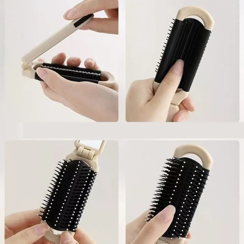 Foldable Travel Hair Comb with Mirror – Air Cushion Massage Travel Hair Comb Babs