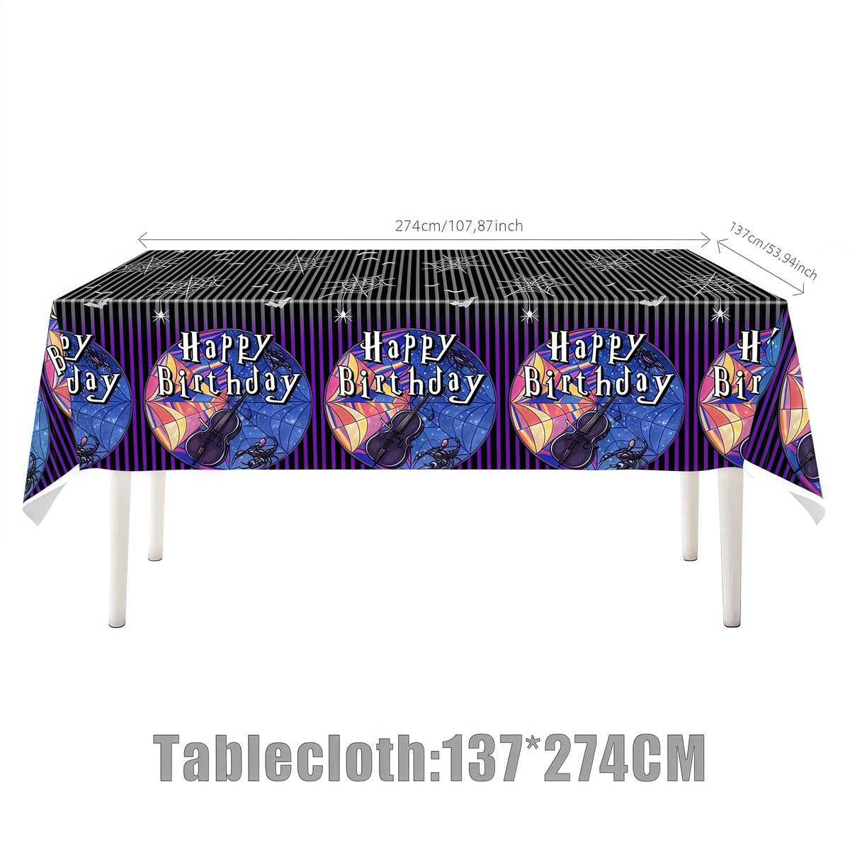 Addams Dark Academia Birthday Party Kit – Balloons, Plates & Backdrop Party Decoration Kit Babs 1pc Tablecloth others