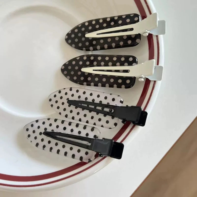 Black & White Polka Dot Acrylic Hair Clip | Bangs Barrette Hair Clip Barrette Babs