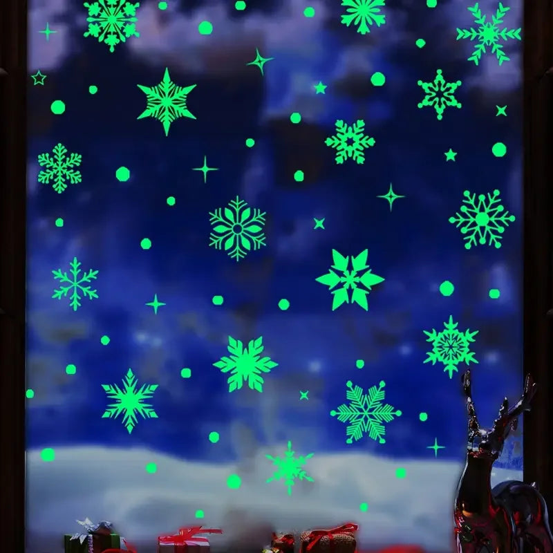Glow in the Dark Snowflake Stickers – 3 Sheets PVC Decals Window Stickers Babs