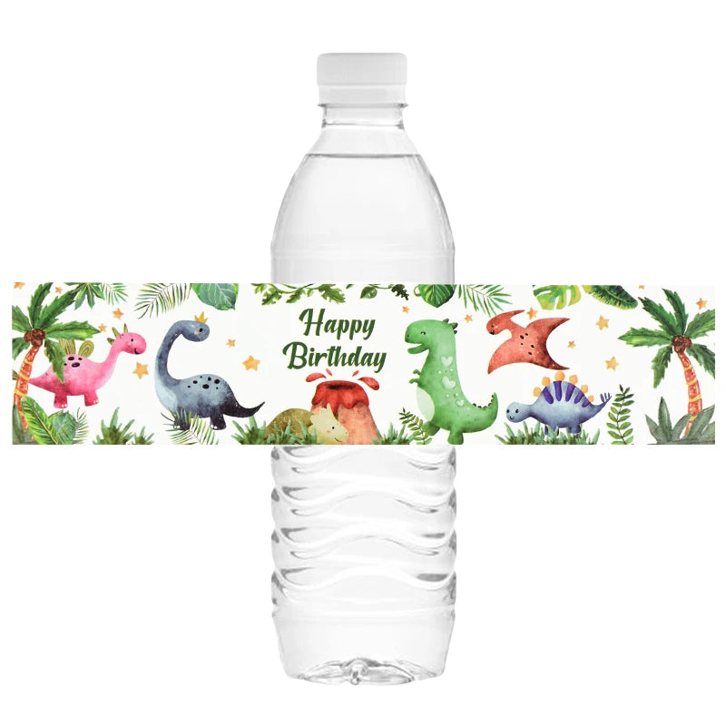 Dinosaur Party Water Bottle Sticker Labels – 12/24 Pcs Kids Party Bottle Stickers Babs