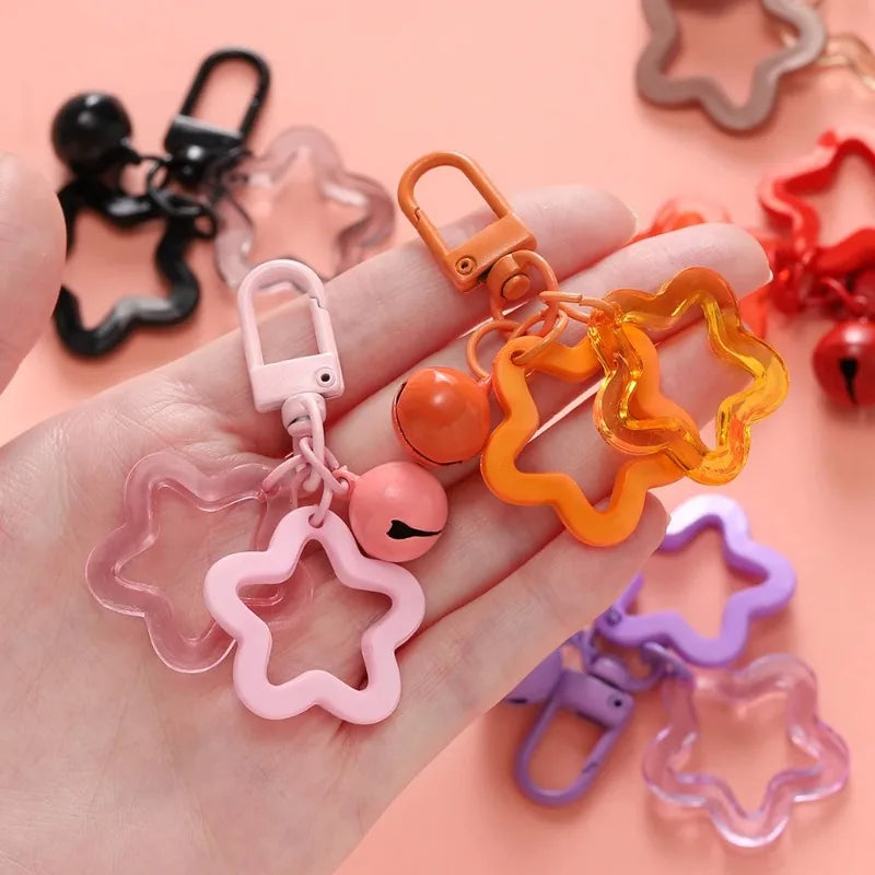 Hollow Star Charm Keychain with Bell & Acrylic Beads Charm Keychain Babs