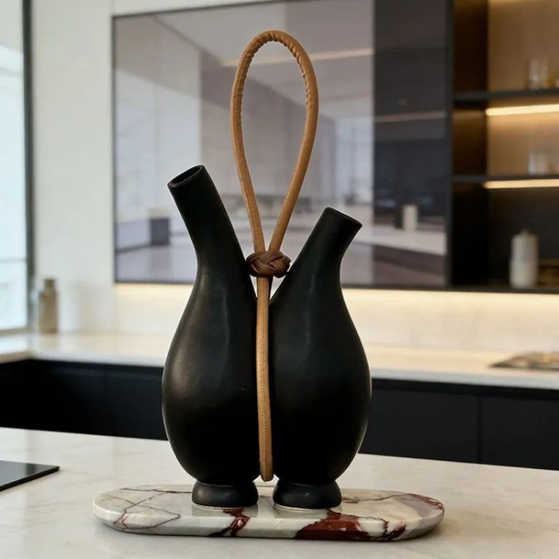 Modern Luxury Rope Resin Decorative Vase – Black 43cm Decorative Vase Babs
