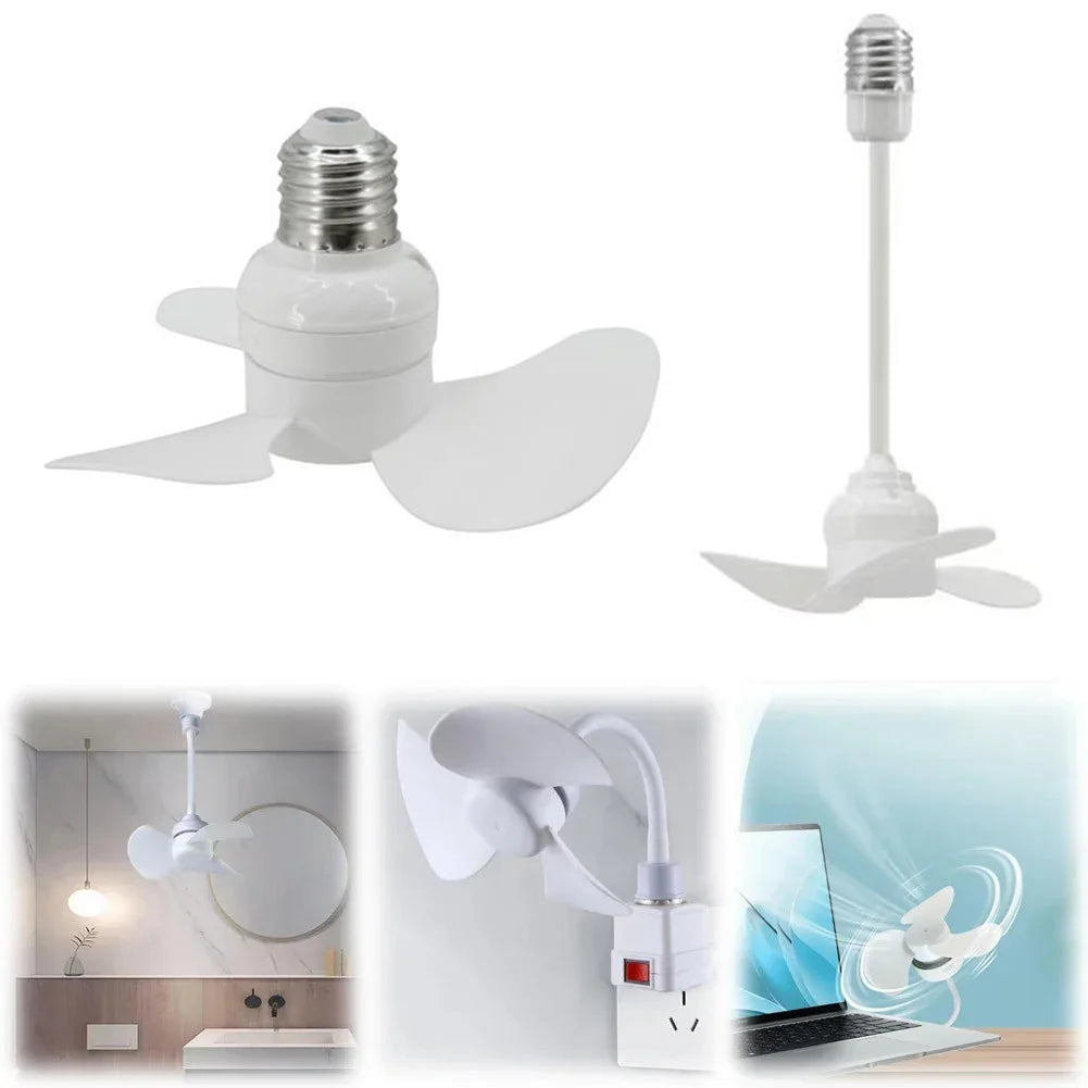LEENKEA E27 Ceiling Fan 14cm Quiet Brushless Motor 10W Ceiling Socket Fan Babs