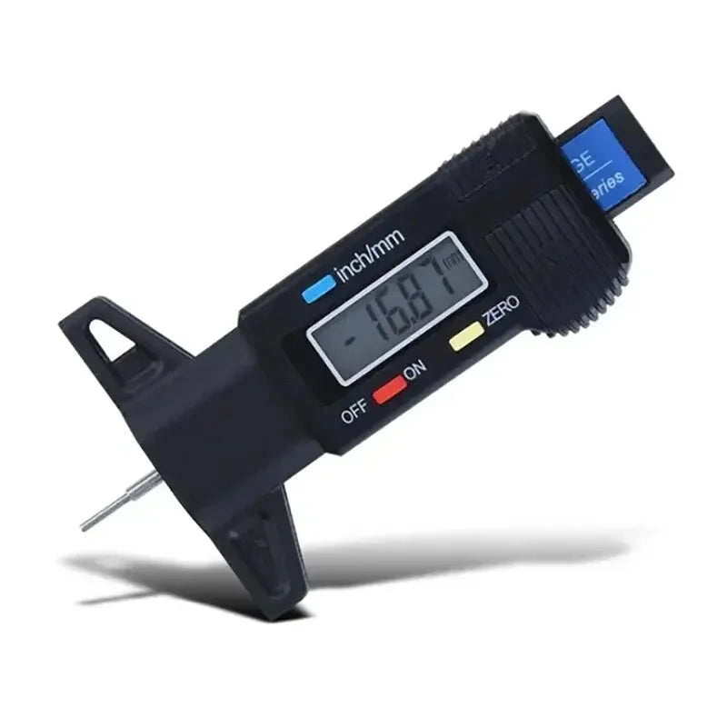 Digital Tire Tread Depth Gauge 0-25mm LCD Caliper Tool Tire Tread Gauge Babs Black