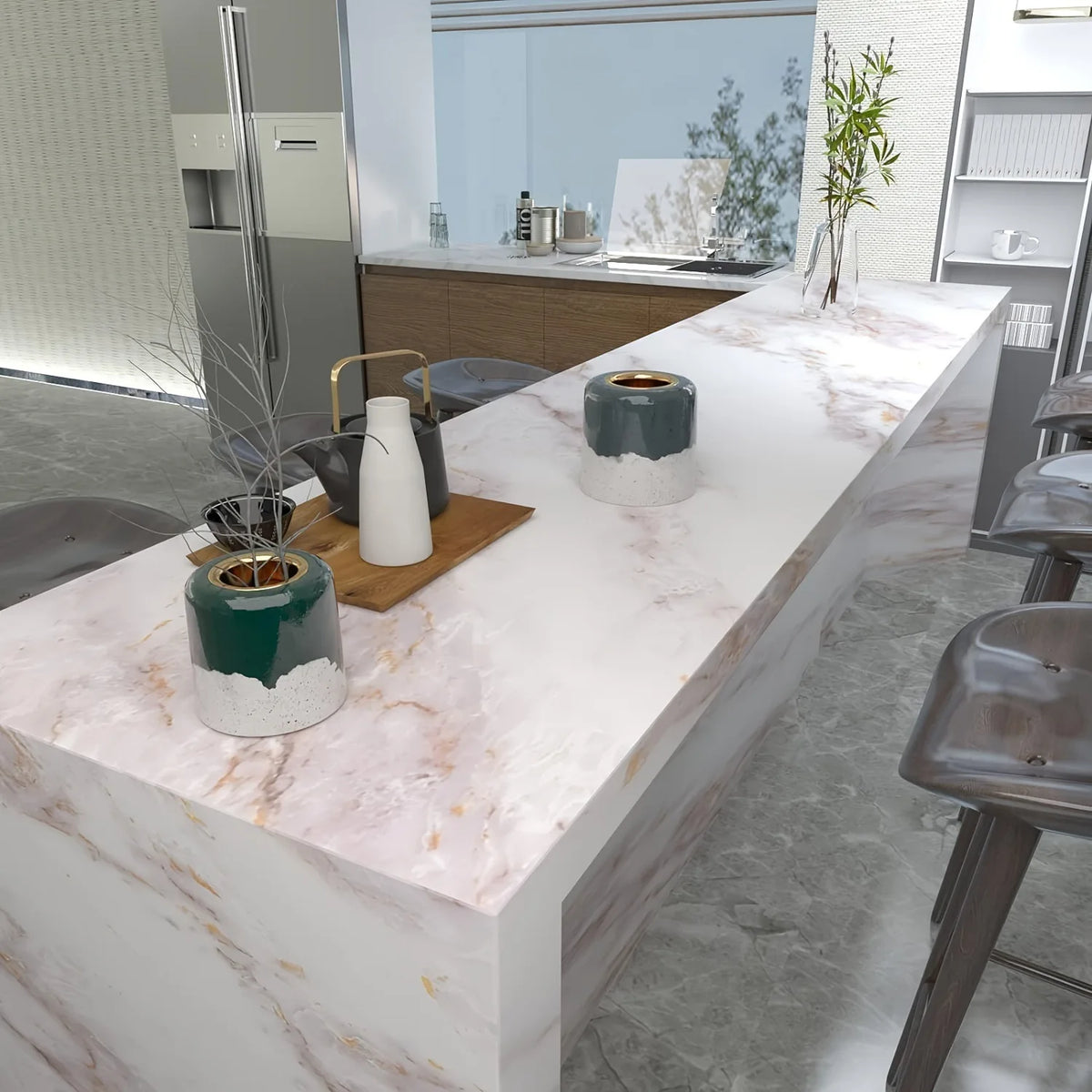 Matte Marble Peel & Stick Wallpaper – Waterproof & Removable Peel & Stick Wallpaper Babs