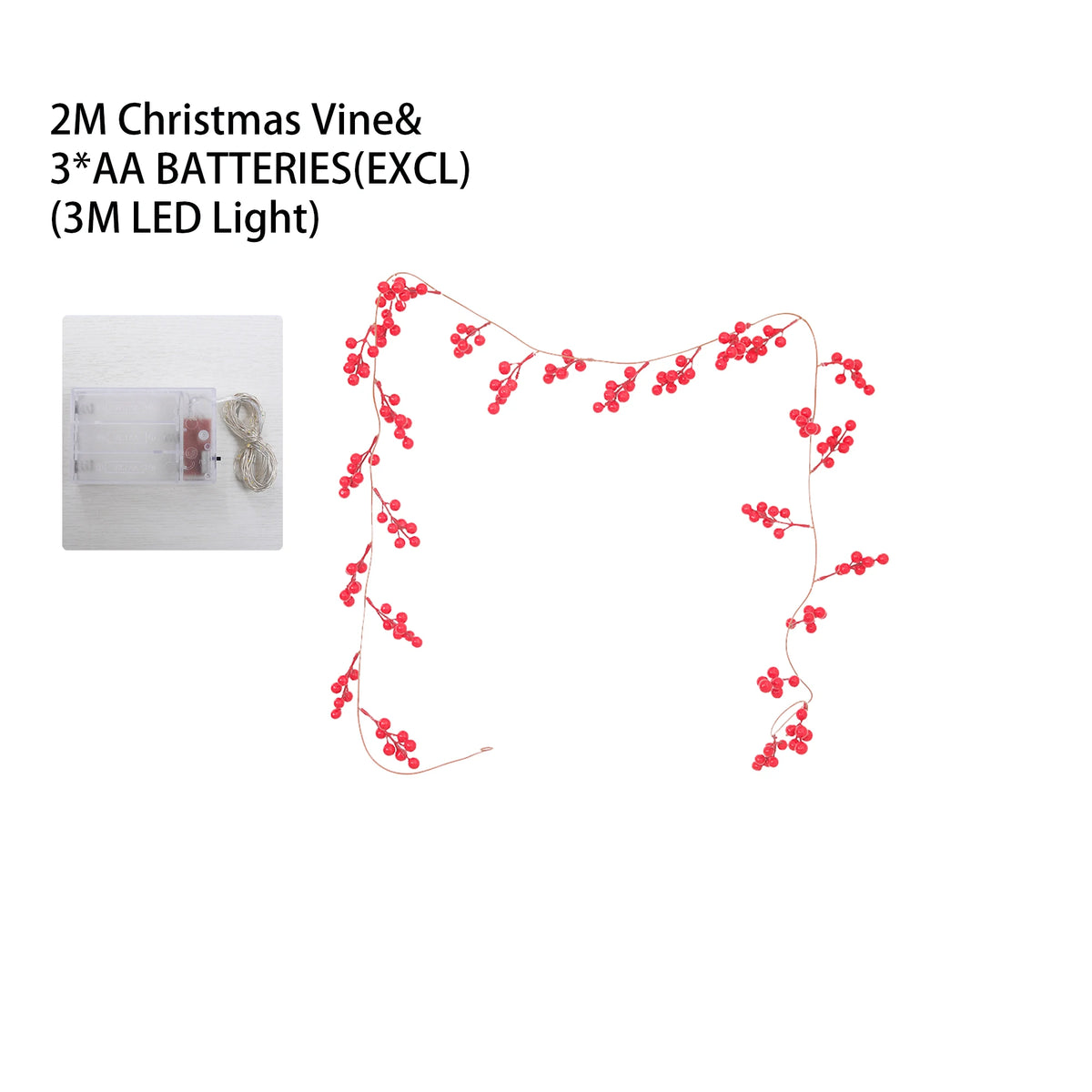 Artificial Red Berry LED Vine – Wedding & Christmas Décor Artificial LED Vine Babs Red 3