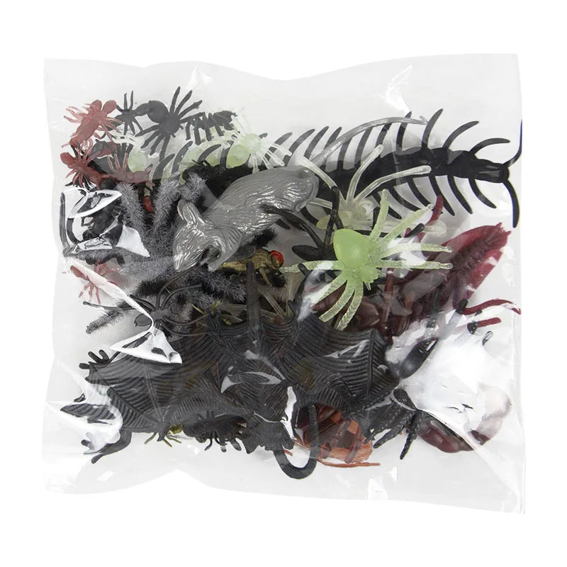 Halloween Plastic Spider Bat Bug Set – Scary Party Props Halloween Trick Props Babs