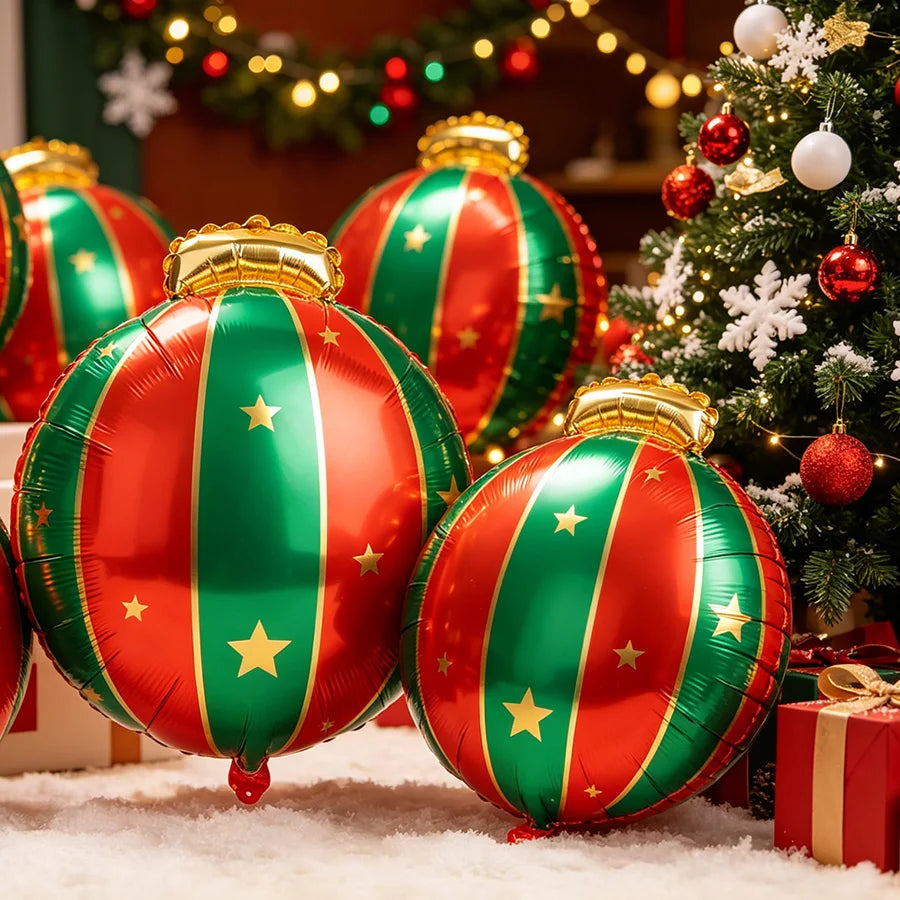 5-Pack Large Christmas Foil Balloon Ball Ornaments – Xmas Décor Christmas Balloon Ornaments Babs