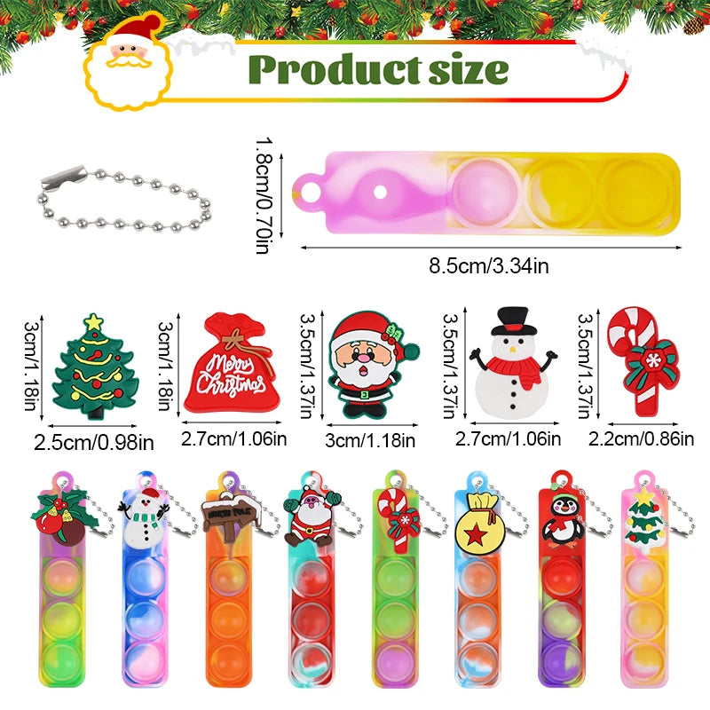 Christmas Pop Keychains Santa Snowman Kids Party Favors Pop Keychain Toy Babs