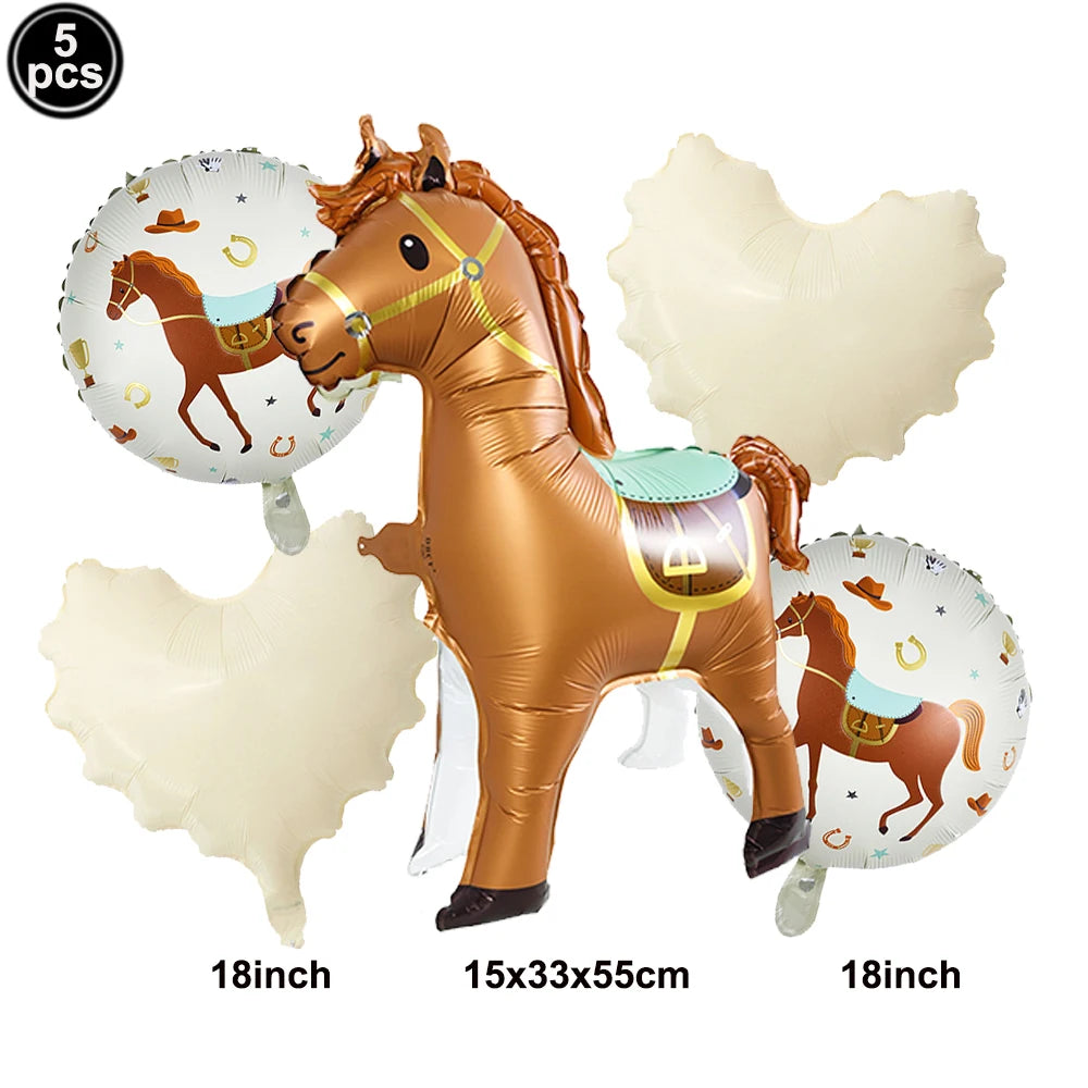 Boho Horse Birthday Party Banner & Foil Balloons Decor Set Party Decoration Set Babs 5pc D