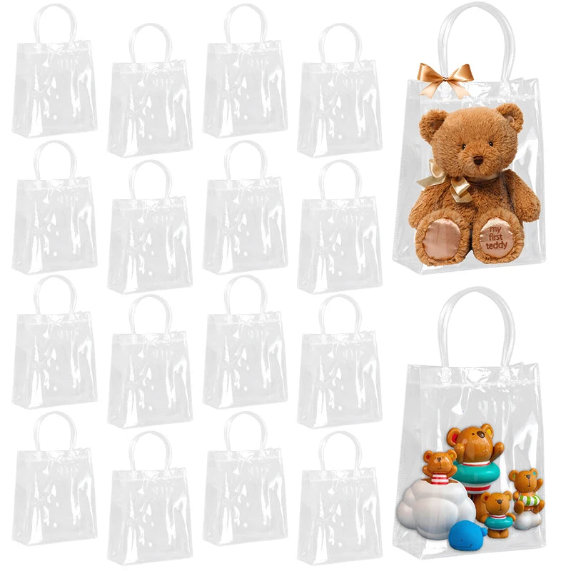 Clear PVC Gift Bags with Handle – Party & Wedding Favors 5/10Pcs Clear Gift Bags Babs