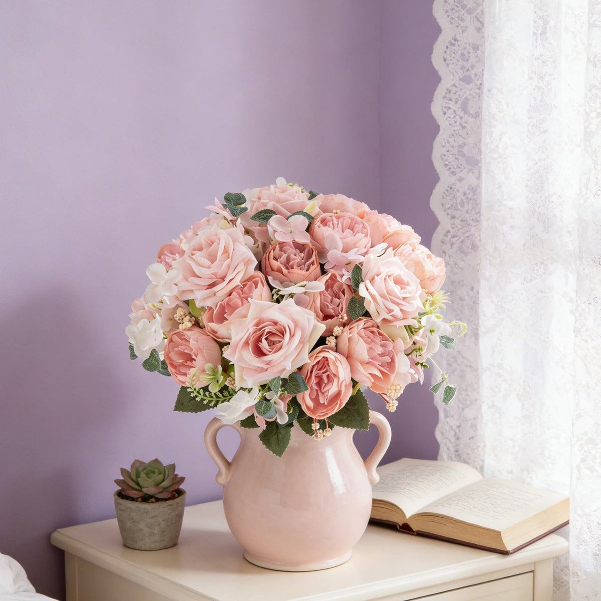 Artificial Silk Rose & Peony Bouquet – Wedding & Home Décor Artificial Flower Bouquet Babs