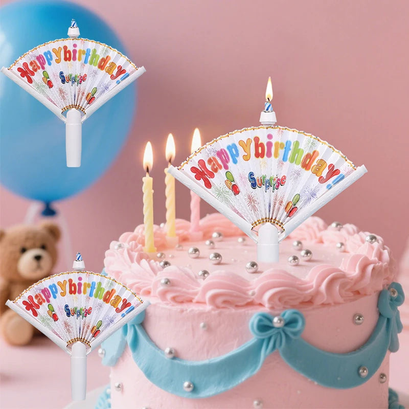 Surprise Fan Birthday Candles – Kids Cake Topper, 1/2/3pcs Birthday Cake Candles Babs