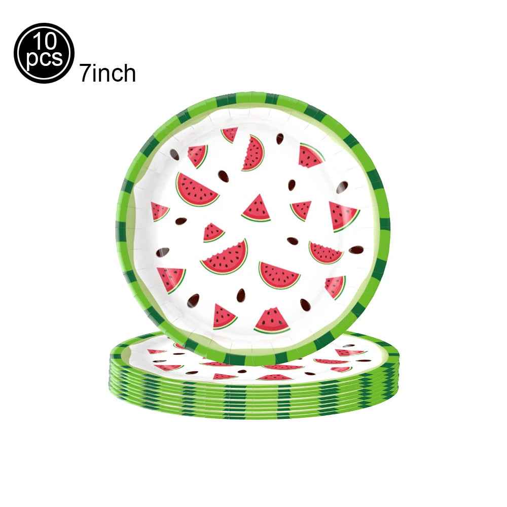 Watermelon Cupcake Toppers – One In A Melon 1st Birthday Cupcake Toppers Babs 7inch plate