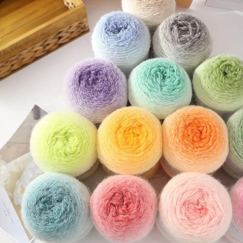 Gradient Long Plush Yarn 375m – Soft 3mm Knitting & Crochet Thread Knitting Yarn Babs