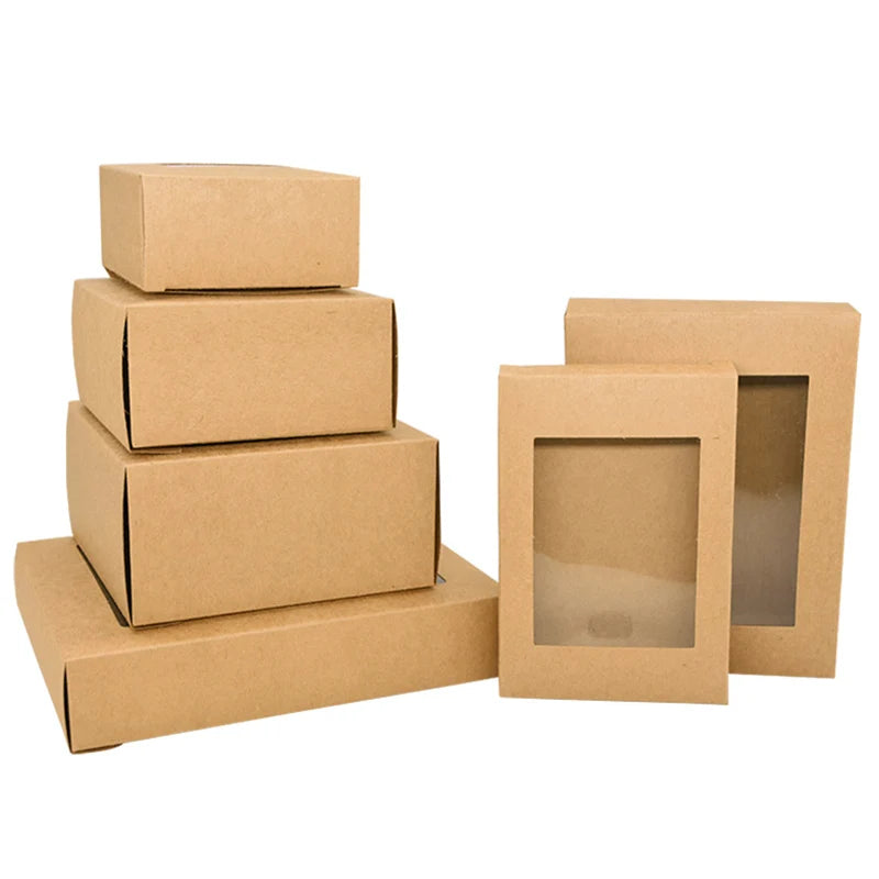 6-Pack Kraft Paper Gift Boxes with Window | Party & Wedding Favors Gift Packaging Box Babs