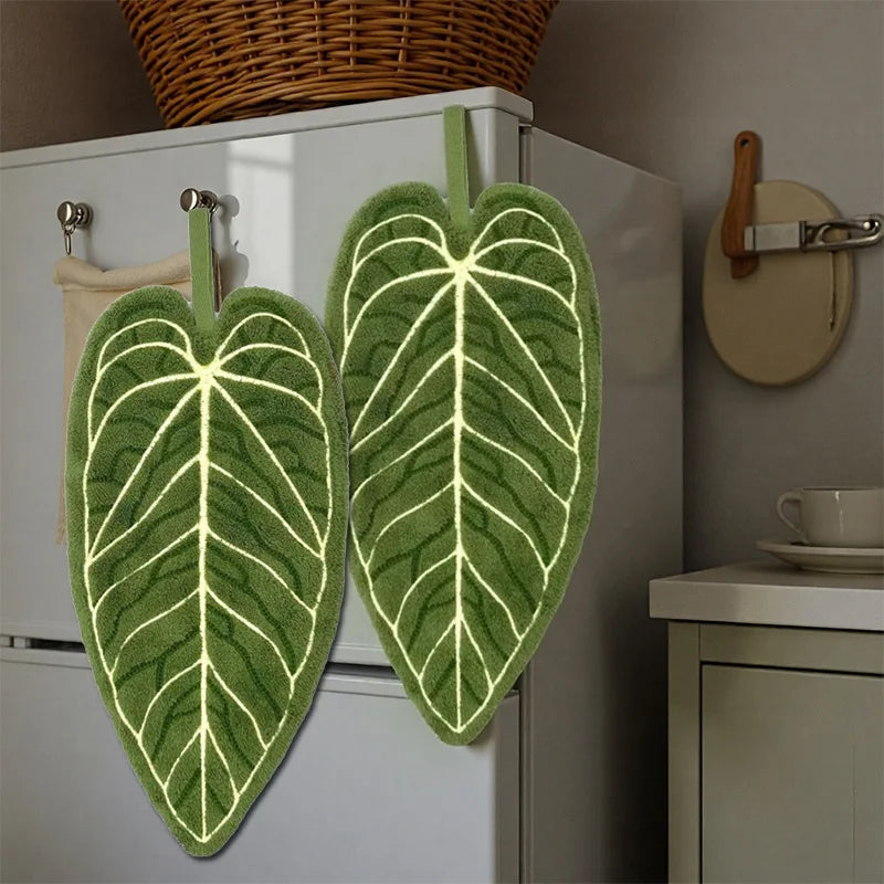 Tropical Leaf Quick-Dry Hand Towel with Hanging Loop Hand Towel Babs