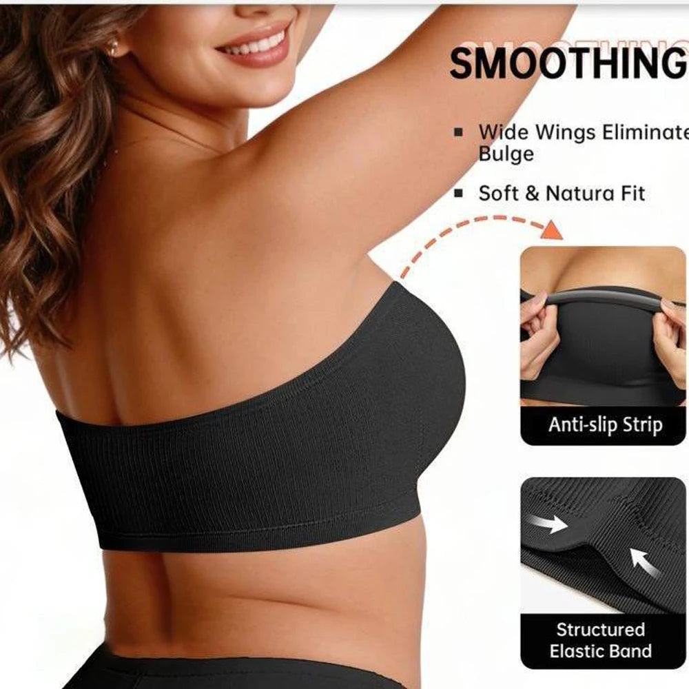 Women's Padded Strapless Bandeau Bra – Wireless & Non-Slip Strapless Bandeau Bra Babs