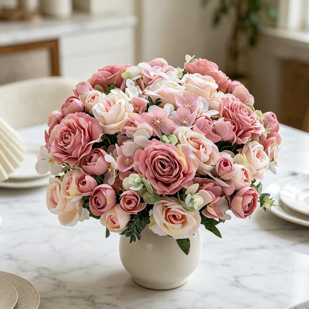 Silk Rose Artificial Flower Bouquet – Wedding & Home Décor Artificial Flower Bouquet Babs