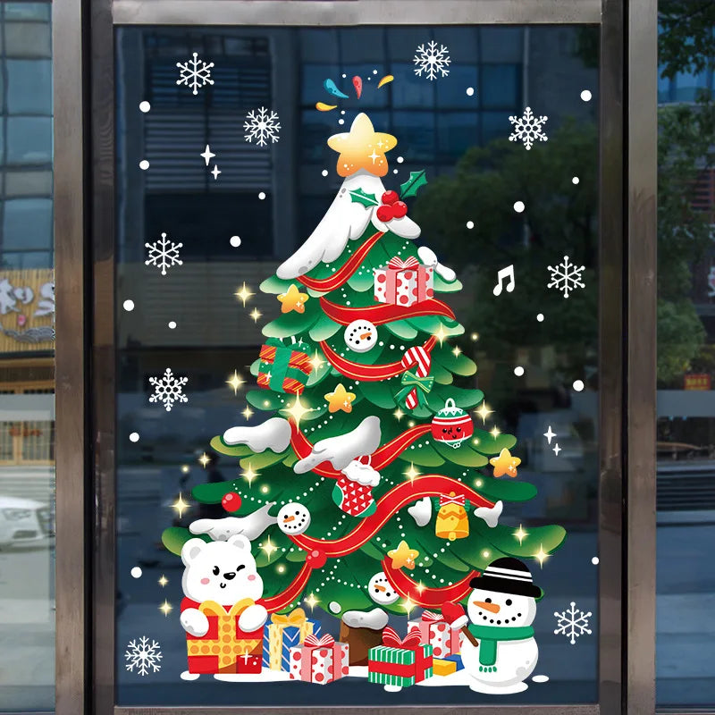 Christmas Window Stickers – Santa & Snowflake DIY Wall Decals