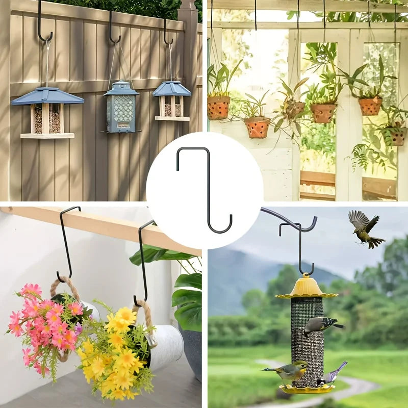 2-Pack Brown Steel Fence Hooks for Plants, Feeders & Lights Fence Plant Hooks Babs