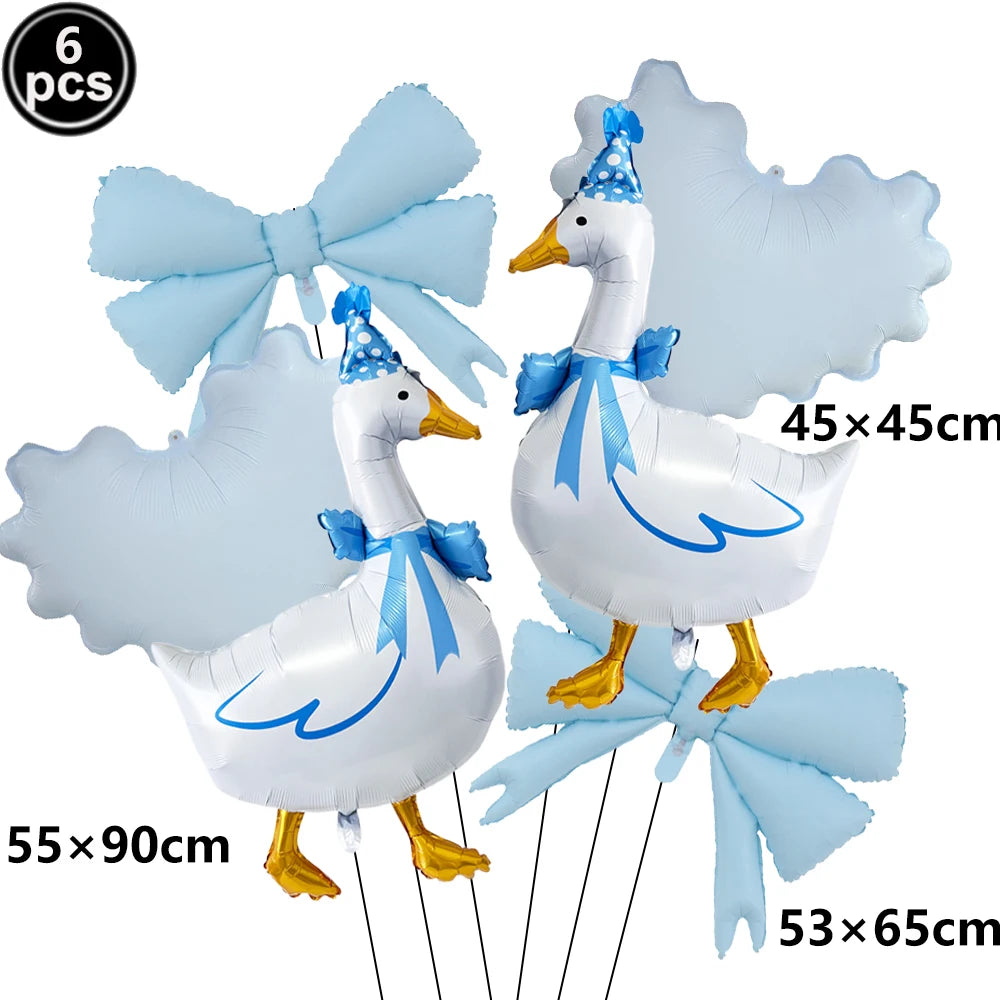 Goose 1st Birthday Foil Balloon Set – Farm Animal Party Decor Birthday Foil Balloon Set Babs Marble As pictures show