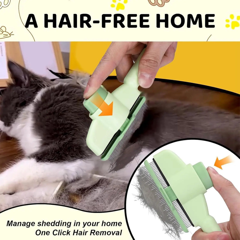 Self-Cleaning Dog & Cat Grooming Comb | One-Button Hair Remover Pet Grooming Comb Babs