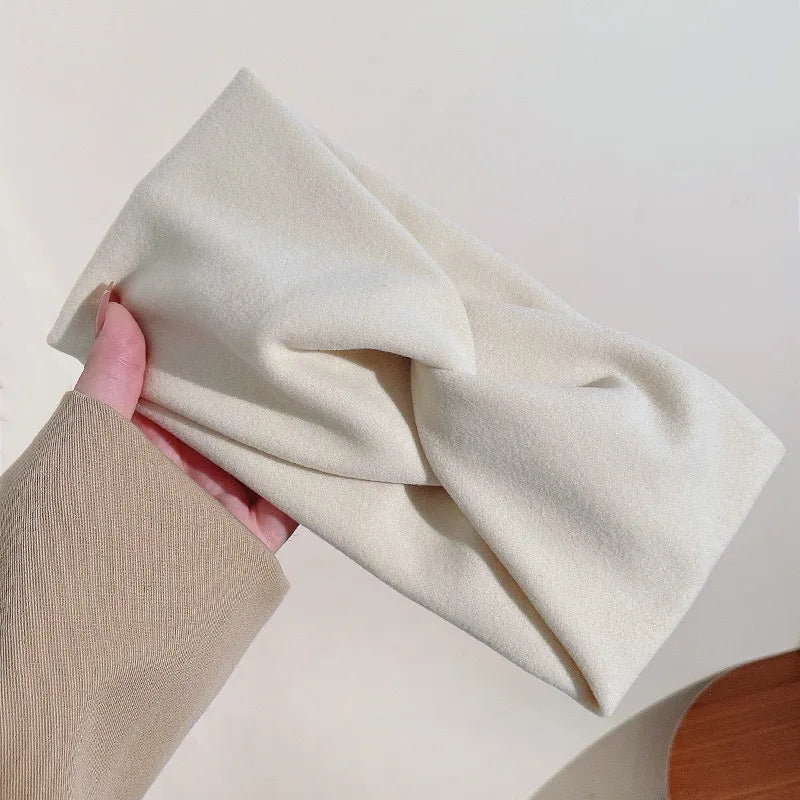 Knotted Elastic Headband – French Wide Brim Hair Accessory Knotted Headband Babs white