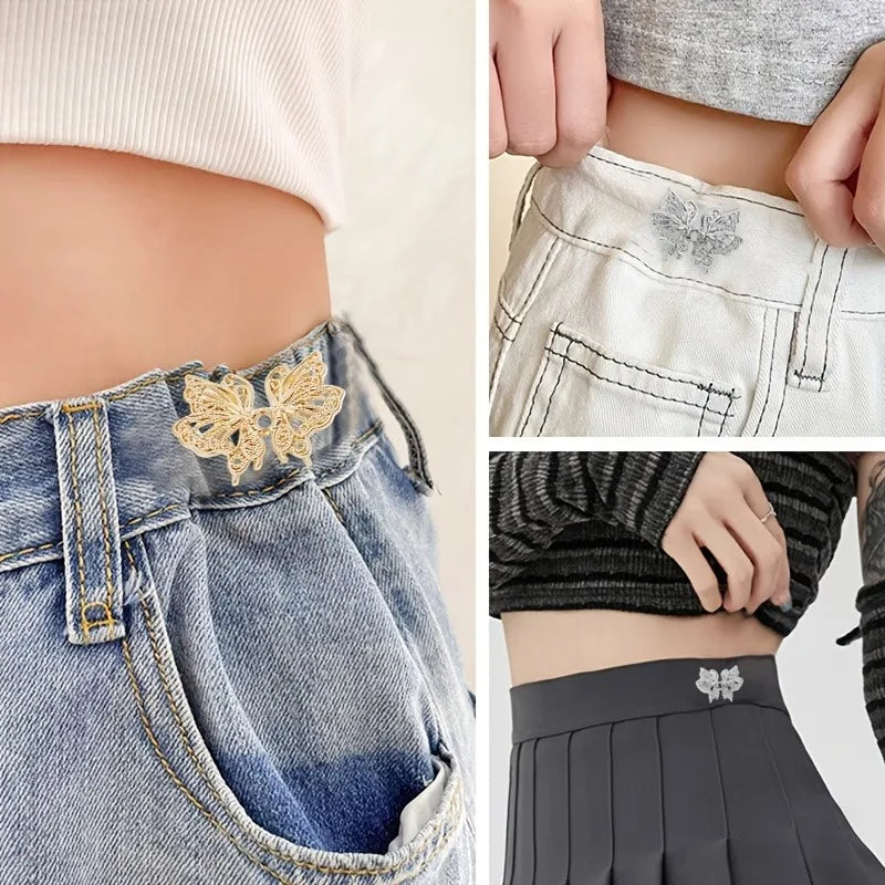 Butterfly Waist Adjuster Button – No-Sew Metal Clip for Pants Clothing Fastener Clip Babs
