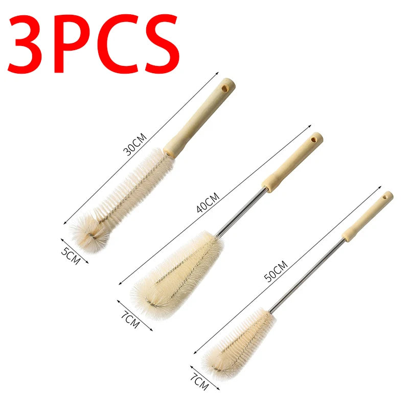 Wooden Long Handle Bottle Cleaning Brush – Eco-Friendly Bottle Cleaning Brush Babs 3pcs-S-L-XL